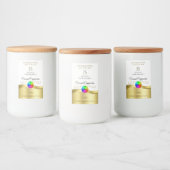 ライトホワイト波状金ゴールドロゴモノグラム製品ラベル フードラベル (ボトル)