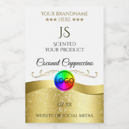 ライトホワイト波状金ゴールドロゴモノグラム製品ラベル フードラベル