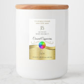 ライトホワイト波状金ゴールドロゴモノグラム製品ラベル フードラベル (正面)