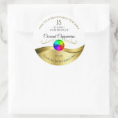 ライトホワイト波状金ゴールドロゴモノグラム製品ラベル ラウンドシール (バッグ)