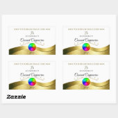 ライトホワイト波状金ゴールドロゴモノグラム製品ラベル 長方形シール (シート)