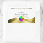 ライトホワイト波状金ゴールドロゴモノグラム製品ラベル 長方形シール (バッグ)