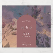 ライトボエレガントホフローラパープルボタニカルジン リキュールボトルラベル (シングルラベル)