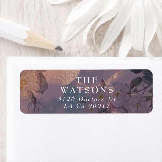 ライトボエレガントーホフローラパープルバラ金ゴールド結婚ズ ラベル (インサイチュ)