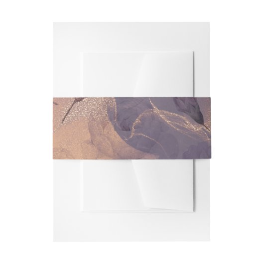 ライトボエレガントーホフローラパープル秋結婚金ゴールド 招待状ベリーバンド (正面例)