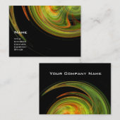 ライトボルテックス、イエローオレンジグリーンフラクタル黒 名刺 (正面/裏面)