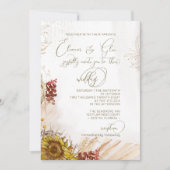 ライトボ素朴ヘミアンサンフラワー結婚式招待状 招待状 (正面)