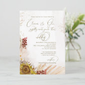 ライトボ素朴ヘミアンサンフラワー結婚式招待状 招待状 (スタンド正面)