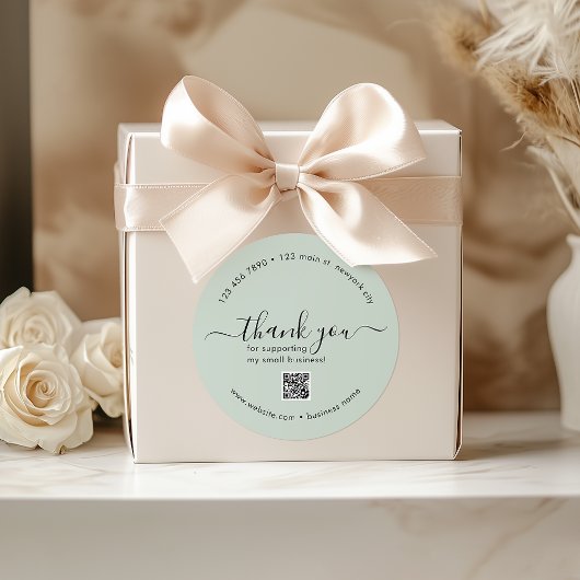 ライトミントカスタムQRコード付きステッカーありがとう ラウンドシール