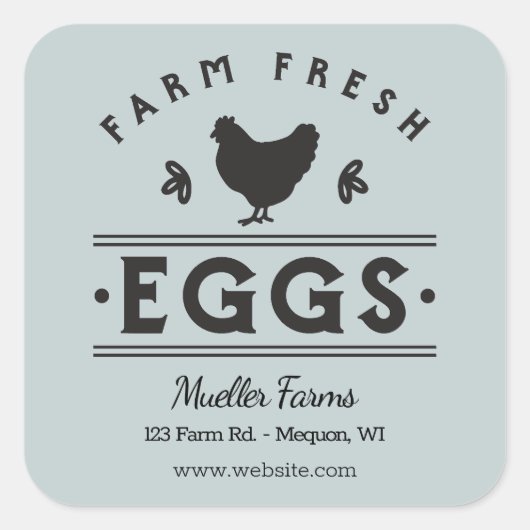 ライトミントフパーソナライズされたァームフレッシュエッグ スクエアシール (正面)