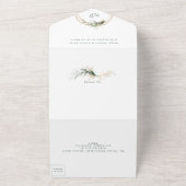 ライトモスモダンセージグリーンリーユーカリ結婚ス オールインワン招待状 (外側)