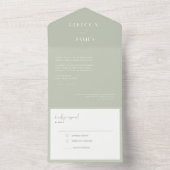 ライトモダンセージ緑のシールセンド結婚ズ オールインワン招待状 (内側)