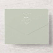 ライトモダンセージ緑のシールセンド結婚ズ オールインワン招待状 (裏面)