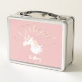 ライトモダンバラピンクホワイトマジカルユニコーン メタルランチボックス (裏面)