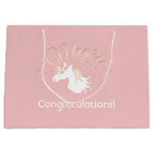 ライトモダンバラピンクホワイトマジカルユニコーン ラージペーパーバッグ (正面)