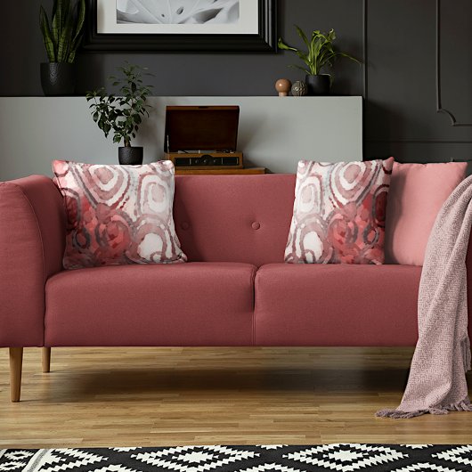 ライトモーブタウペレッドピンクアイボリーサークルアート クッション