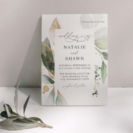 ライトユーカリプトゥスグロー結婚金ゴールド 招待状