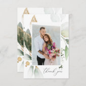 ライトユーカリプトゥスグロー&金ゴールドサンキューカード サンキューカード (正面/裏面)