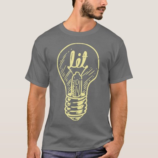 ライトライト電球マスター電気技師ラインマンメンズ Tシャツ (正面)