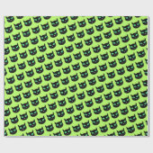 ライトライムグリーンに緑の目を付けた黒猫 ラッピングペーパー (フラット)