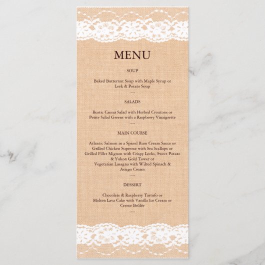 ライトラップとヴィンテージレースメニュー2 メニュー (正面)