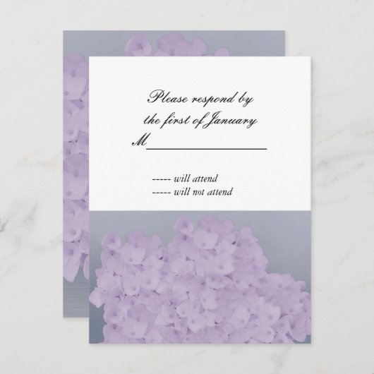 ライトラベンダーアジサイの返信カード 出欠カード (正面/裏面)