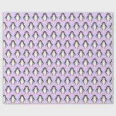 ライトラベンダーパープルに登場する可愛いペンギン ラッピングペーパー (フラット)