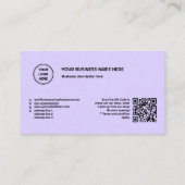 ライトラベンダーミニマルロゴQRコードの追加 ロイヤリティカード (裏面)