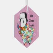 ライトラマオーナメント – カスタマイズ可能な休日おもしろい ガラスオーナメント (正面右)