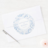 ライトルーchinoiserieの結婚モノグラムのステッカー ラウンドシール (封筒)