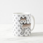 ライトレッドのシベリアンハスキー漫画の犬と足 コーヒーマグカップ (正面右)
