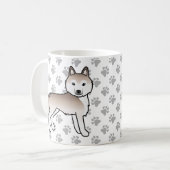 ライトレッドのシベリアンハスキー漫画の犬と足 コーヒーマグカップ (正面左)