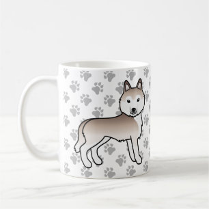 ライトレッドのシベリアンハスキー漫画の犬と足 コーヒーマグカップ