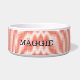 ライトレッドシェブロン大型ドッグボウル ボウル