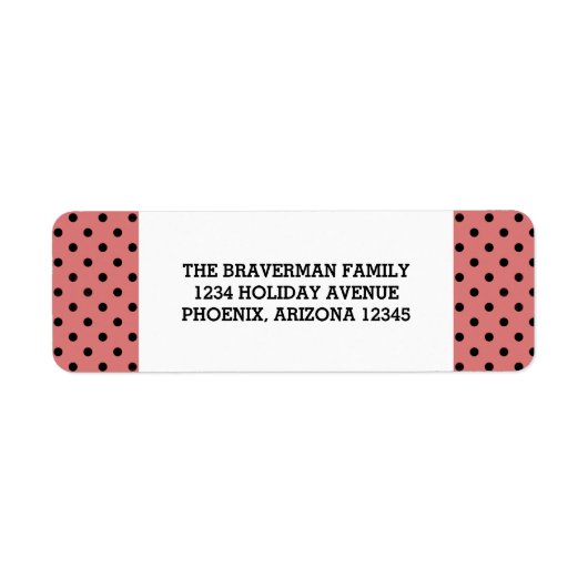ライトレッドスウィート水玉模様ホリデー住所 シール (正面)