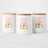 ライトレッド ウェーブ ゴールド ロゴ モノグラム プロダクトラベル フードラベル (ボトル)