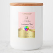 ライトレッド ウェーブ ゴールド ロゴ モノグラム プロダクトラベル フードラベル (正面)