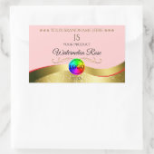 ライトレッド ウェーブ ゴールド ロゴ モノグラム プロダクトラベル 長方形シール (バッグ)