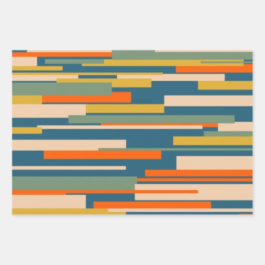 ライトレトロモダン抽象芸術幾何学模様 ラッピングペーパーシート (正面3)