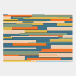 ライトレトロモダン抽象芸術幾何学模様 ラッピングペーパーシート