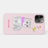 ライトローズゴールドに可愛いトラ柄の子猫 Case-Mate iPhoneケース (裏面(横))