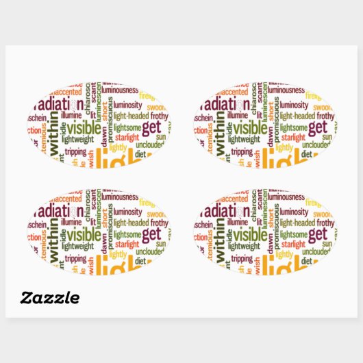 ライトワードクラウドアートプリント 楕円形シール (シート)