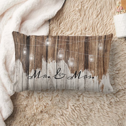 ライト付きのブラウン ラスティック ウッドをカスタマイズ ランバークッション (ブランケット)