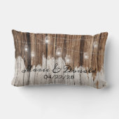 ライト付きのブラウン ラスティック ウッドをカスタマイズ ランバークッション (裏面)