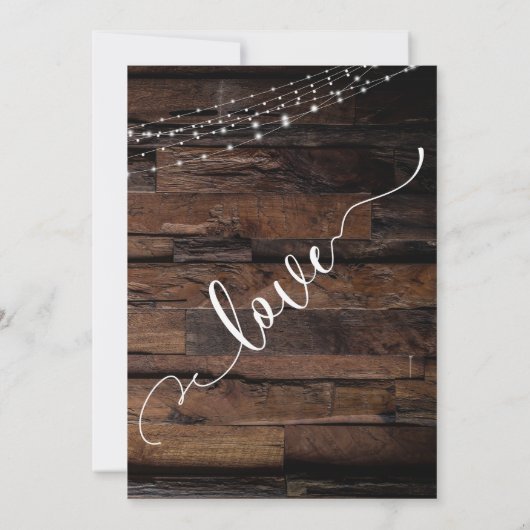 ライト付きの素朴な新しい計画 延期された結婚式のカード 招待状 (裏面)