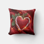 ライト付きクリスマスキャンディーケーンハート クッション (正面)