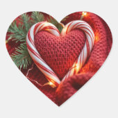 ライト付きクリスマスキャンディーケーンハート ハートシール (正面)
