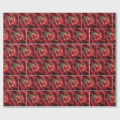 ライト付きクリスマスキャンディーケーンハート ラッピングペーパー (フラット)