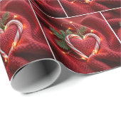 ライト付きクリスマスキャンディーケーンハート ラッピングペーパー (ロールコーナー)