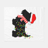 ライト付きクリスマススコットランド犬 フリースブランケット (正面(横))